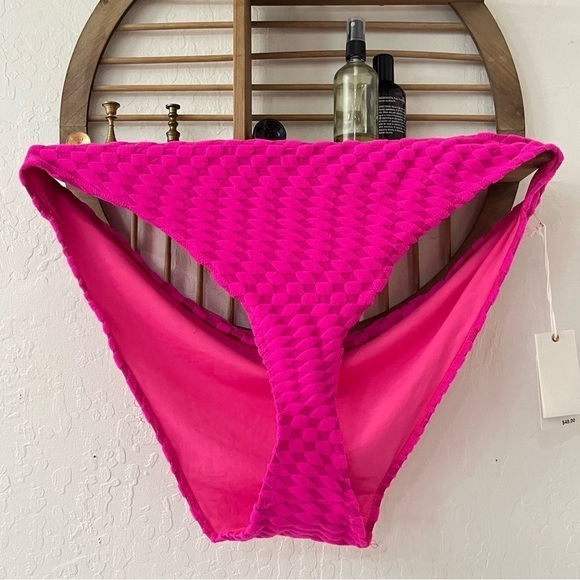 Good American Other - Good American Hot Pink Textured Checkered Swim Bottom X-8